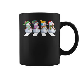 Snowman Crossing Road Crosswalk Snowmies Christmas Kid Coffee Mug - Monsterry UK