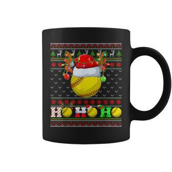 Softball Ball Xmas Tree Lights Ugly Christmas Sweater Coffee Mug | Mazezy