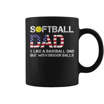 Funny Softball Dad Baseball Bigger Balls Usa Flag Gift For Mens Funny Gifts For Dad Coffee Mug | Mazezy UK