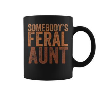 Funny Somebodys Feral Aunt Vintage Groovy Auntie Melanin Coffee Mug | Mazezy