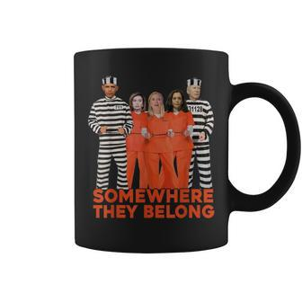 Somewhere They Belong Obama Biden Harris In Prison Coffee Mug - Monsterry