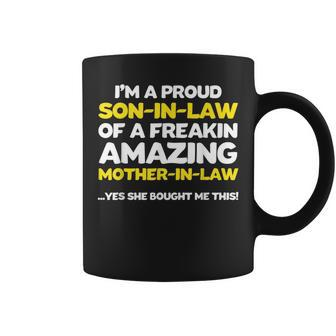 Funny Son In Law Fathers Day Gift From Mother In Law Coffee Mug | Mazezy