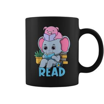 Funny Teacher Library Read Book Club Cute Piggie Elephant Gifts For Teacher Funny Gifts Coffee Mug | Mazezy