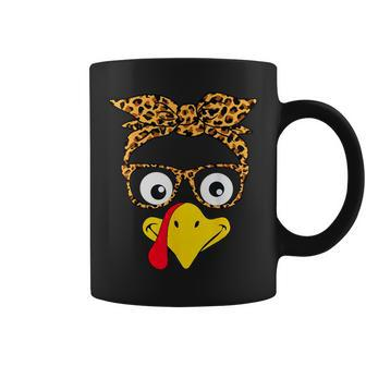 Thanksgiving Turkey Face Leopard Print Glasses Women Coffee Mug - Thegiftio UK