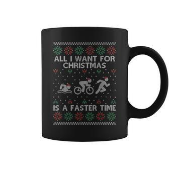 Triathlon Ugly Christmas Sweater For Triathlete Xmas Coffee Mug | Mazezy