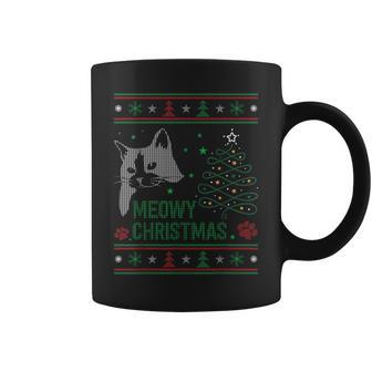 Ugly Christmas Sweater Meowy Catmas Merry Catmas Xmas Coffee Mug - Seseable