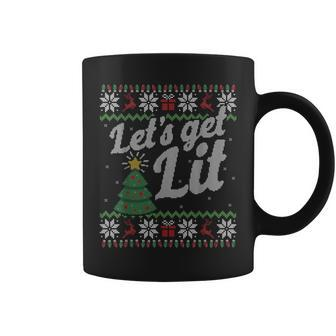 Ugly Sweater Christmas Let't Get Lit Drinking Coffee Mug - Seseable