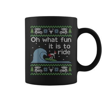 Ugly Sweater Christmas Surfing Surfer Surf Board Coffee Mug | Mazezy