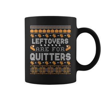 Ugly Thanksgiving Sweater Leftovers For Quitters Coffee Mug | Mazezy