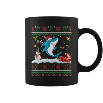Ugly Xmas Sweater Animals Lights Christmas Shark Coffee Mug | Mazezy