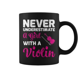 Never Underestimate A Girl With A Violin Coffee Mug | Mazezy