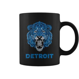 Funny Vintage Lion Face Head Detroit Football Gifts Football Funny Gifts Coffee Mug | Mazezy