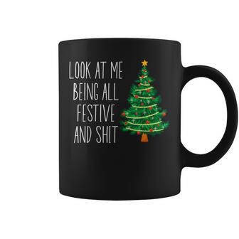 Vintage Xmas Look At Me Being All Festive And Shit Coffee Mug - Monsterry AU