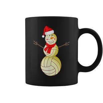 Volleyball Snowman Santa Hat Scarf Matching Christmas Coffee Mug | Mazezy
