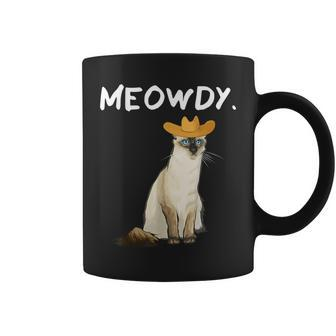 Western Meowdy Balinese-Javanese Cat Pun Howdy Cowboy Coffee Mug | Mazezy