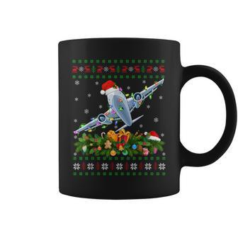 Xmas Lighting Tree Santa Ugly Airplane Christmas Coffee Mug - Seseable