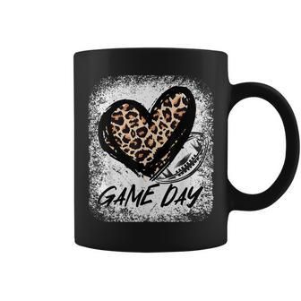 Game Day Football Leopard Print Heart Style Football Lovers Coffee Mug - Seseable