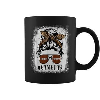 Game Day Leopard Messy Bun Mom Football Lover Bleached Coffee Mug - Monsterry CA