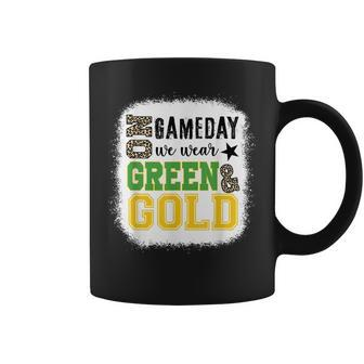 On Gameday Football We Wear Green And Gold Leopard Print Coffee Mug - Monsterry