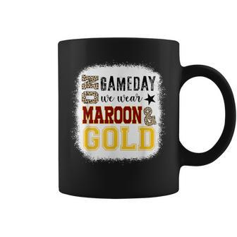 On Gameday Football We Wear Maroon And Gold Leopard Print Coffee Mug - Seseable