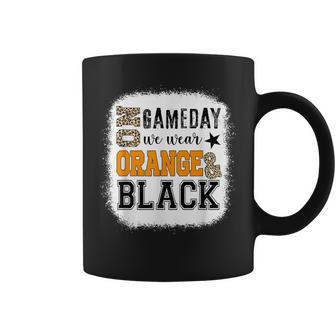 On Gameday Football We Wear Orange And Black Leopard Print Coffee Mug | Mazezy