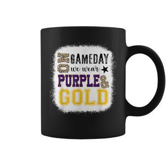 On Gameday Football We Wear Purple And Gold Leopard Print Coffee Mug | Mazezy