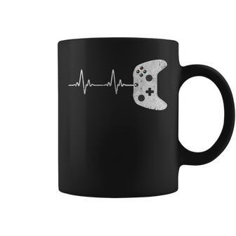 Gamer Heartbeat Funny Vintage Game Controller Coffee Mug | Mazezy CA