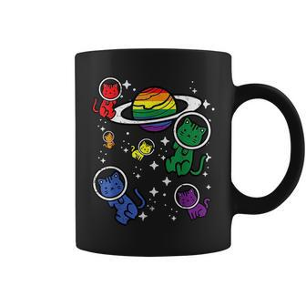 Gay Cats In Space Rainbow Pride Month Lgbtq Ally Women Girls Coffee Mug | Mazezy