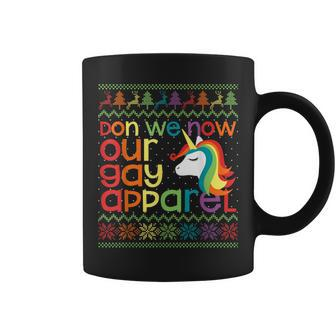 Gay Christmas Rainbow Unicorn Don We Now Our Gay Apparel Coffee Mug | Mazezy