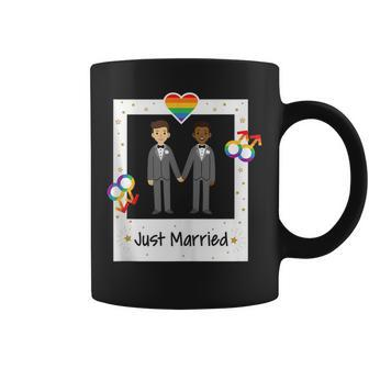 Gay Couple Just Married Rainbow Lgbt Wedding Men Husband Coffee Mug | Mazezy