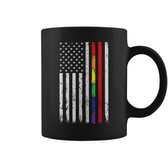Gay Firefighter Lgbt Pride Thin Red Line Rainbow Flag Coffee Mug | Mazezy