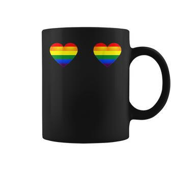 Gay Les Pride Rainbow Heart Bra Boobs Lgbt Pride Month Idea Coffee Mug | Mazezy