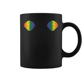 Gay Mermaid Seashell Bra Rainbow Pride Flag Lgbtq Equality Coffee Mug | Mazezy
