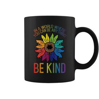 Gay Pride Be Kind Sunflower Rainbow Flag Lgbtq Women Girls Coffee Mug | Mazezy