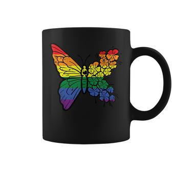 Gay Pride Butterfly Flower Rainbow Flag Lgbt Women Girls Kid Coffee Mug | Mazezy
