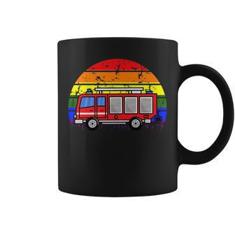 Gay Pride Firetruck Lgbt-Q Rainbow Flag Firefighter Fireman Coffee Mug | Mazezy CA