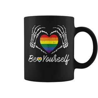 Gay Pride Heart Skeleton Be Yourself Rainbow Lgbt Men Women Coffee Mug | Mazezy