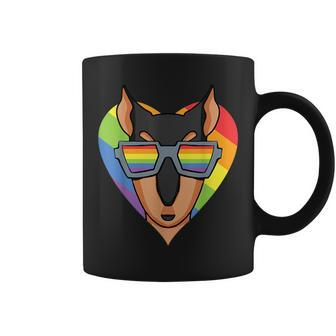 Gay Pride Lgbt Rainbow - Dog Breed Doberman - Lgbt Heart Coffee Mug | Mazezy