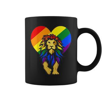 Gay Pride Lion Lgbt-Q Cool Animal Rainbow Flag Color Ally Coffee Mug | Mazezy