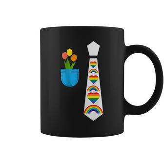 Gay Pride Parade Little Rainbows Tie Tux Costume With Tulips Coffee Mug | Mazezy