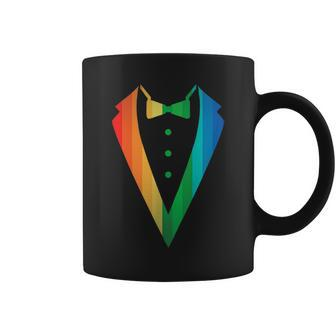 Gay Pride Rainbow Graphic Tuxedo Men Women Coffee Mug | Mazezy