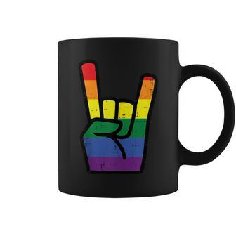 Gay Pride Rock Hand Rainbow Flag Lgbtq Rocker Boys Kids Men  Coffee Mug