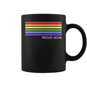 Gay Proud Mom Minimalist Gay Pride Rainbow Stripes Aesthetic Coffee Mug | Mazezy