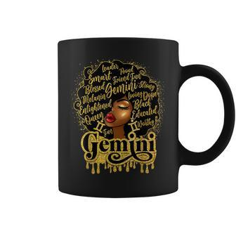 Gemini Girl Zodiac Sign Birthday Queen Afro Black Women Coffee Mug | Mazezy