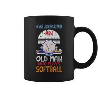 Gentlemen Never Underestimate The Old Man Playing Softball Coffee Mug - Seseable