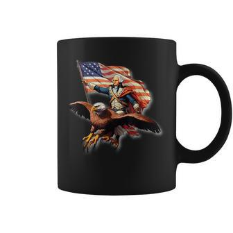 George Washington Riding A Bald Eagle Patriotic Woman Man Patriotic Funny Gifts Coffee Mug | Mazezy