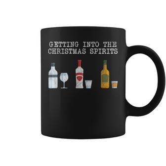 Getting Into The Christmas Spirits Alcohol Coffee Mug | Mazezy
