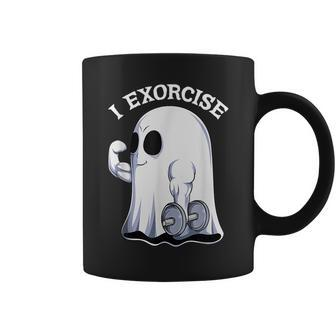Ghost I Exorcise Gym Exercise Workout Spooky Halloween Coffee Mug | Mazezy