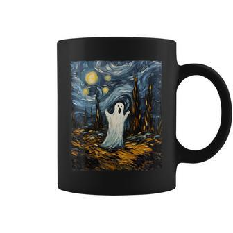 Ghost Halloween Starry Night Scream Aesthetic Painting Coffee Mug - Seseable