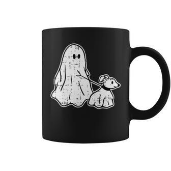 Ghost Holding Puppy Dog Halloween Costume Ghoul Dog Lover Coffee Mug - Seseable